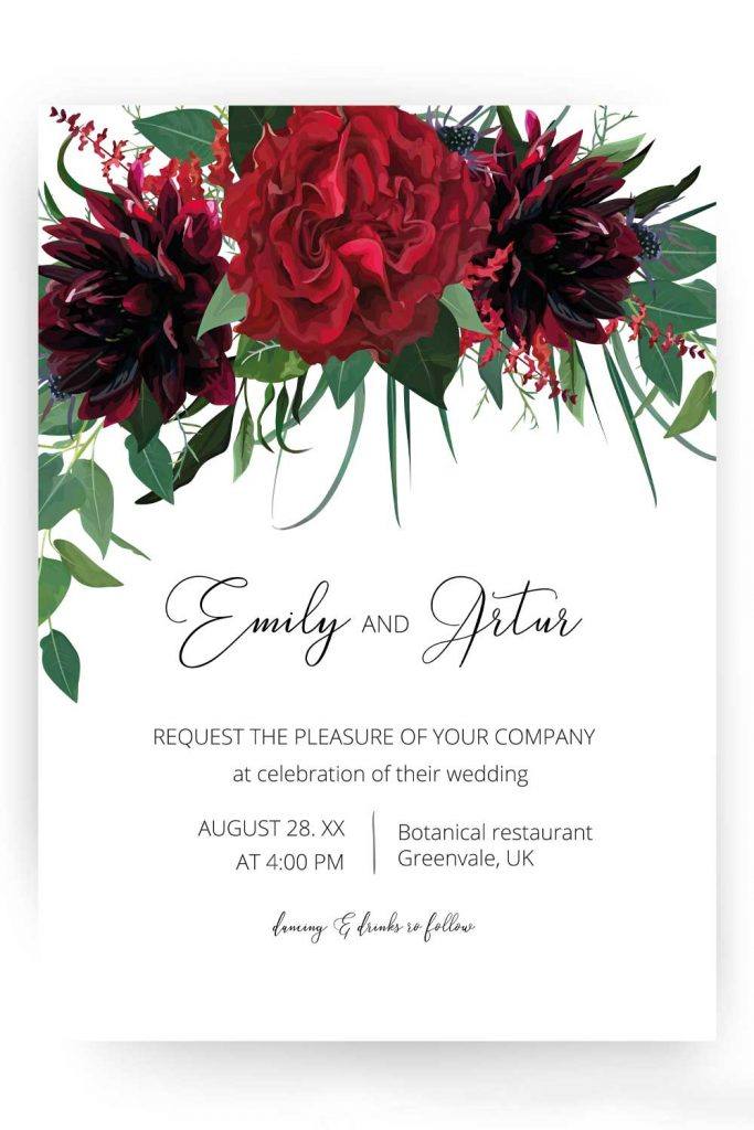 Maroon and Green Colors Invitation