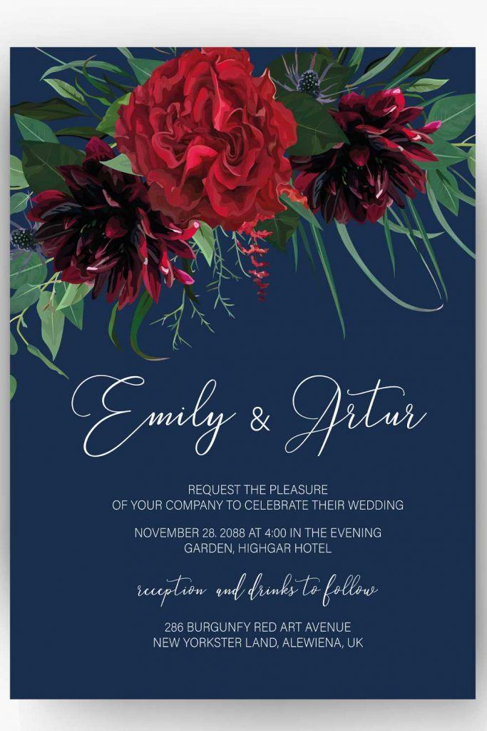 Maroon and Navy Colors Invitation