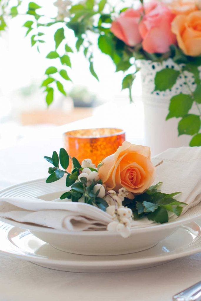 Orange and Pine Green Table Decoration