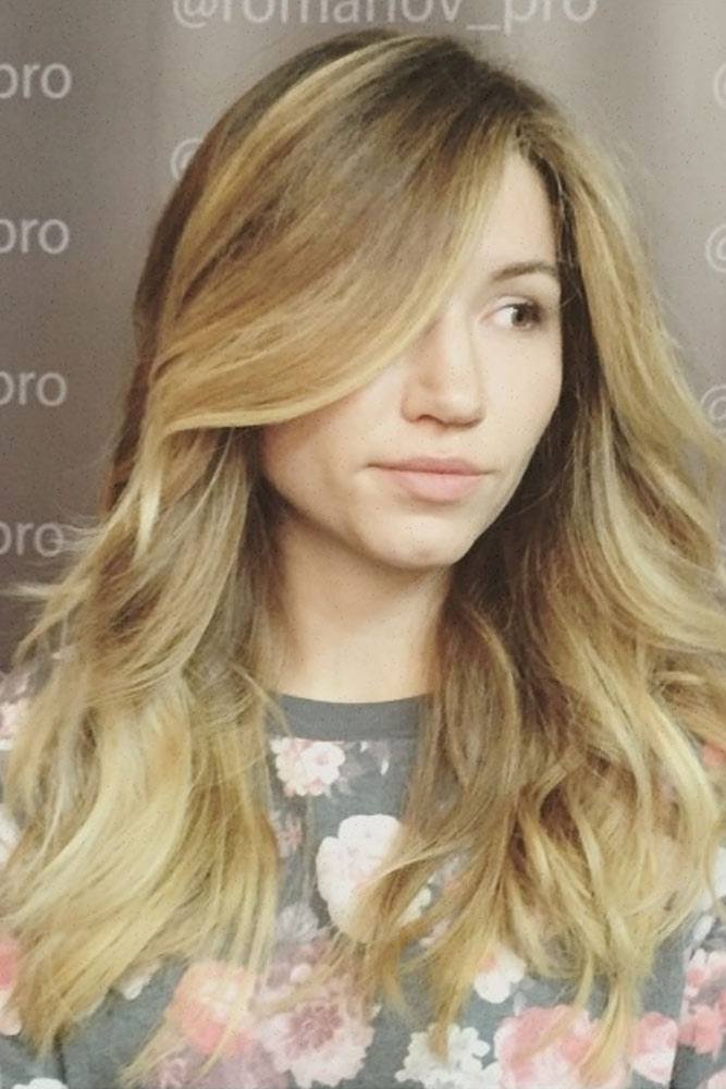 Long Light Bangs with a Ombre Hairstyle #goldblondehair #blondehairshade