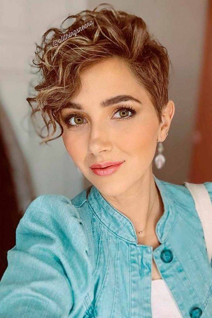 Pixie Cut With Longer Curly Bang #curlyhair #curlypixie