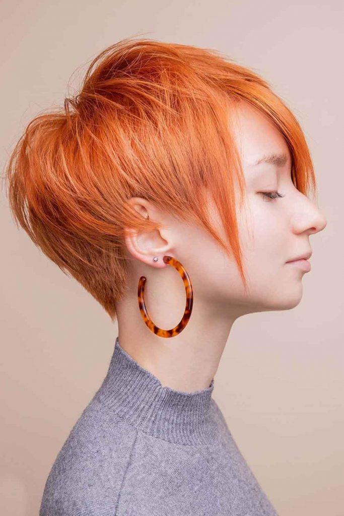 Long Pixie With V-Cut Layers #orangehair #redhair