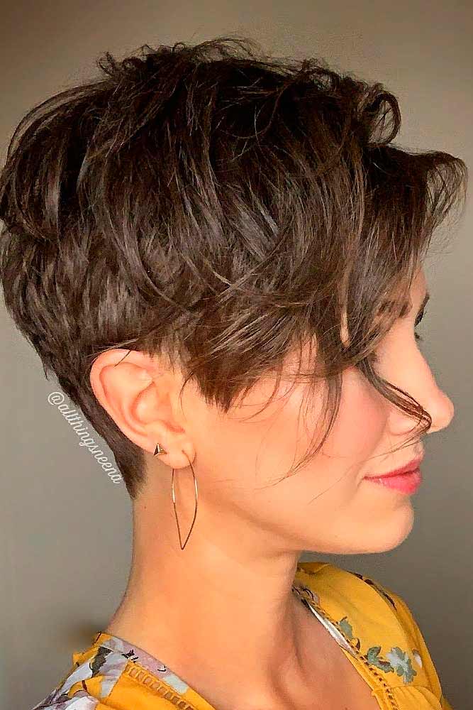 Long Pixie Cut With Swoopy Layers #brownhair #layeredhairstyles