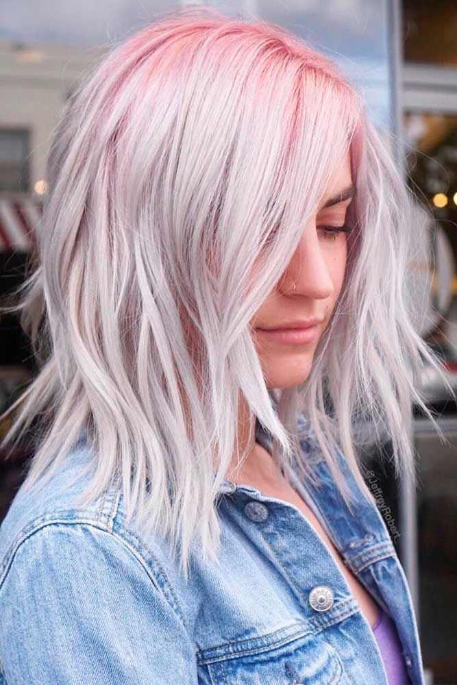 Shoulder Lenght Hair With Pink Ombre Roots #pinkombrehair #blondehair