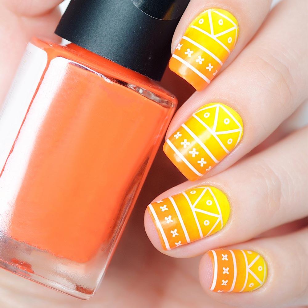 Bright Yellow-Orange Ombre Nails