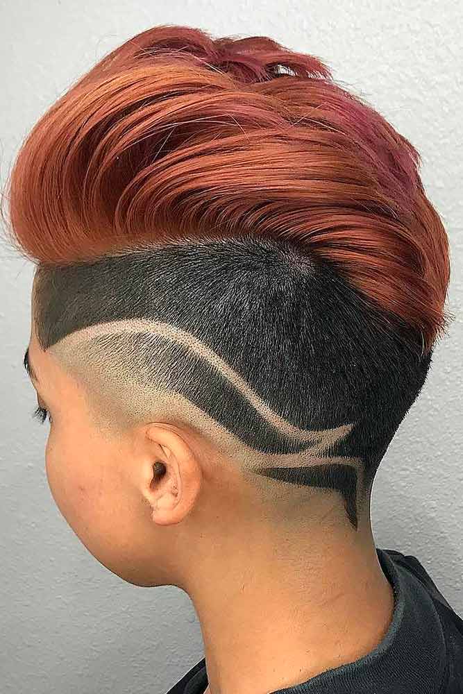 Pixie With Shaved Design #shavedhair #hairtatoo