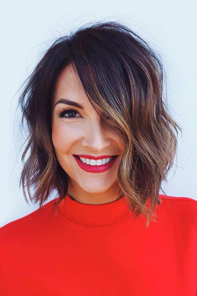 Shaggy Layered Bob With Brown Ombre #ombrehair #brownhair #brunettes