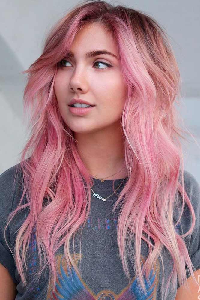 Long Pink Shaggy Hairstyle #pinkhair