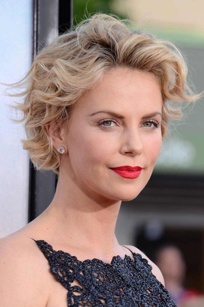 Charlize Theron and Feathered Short Bob