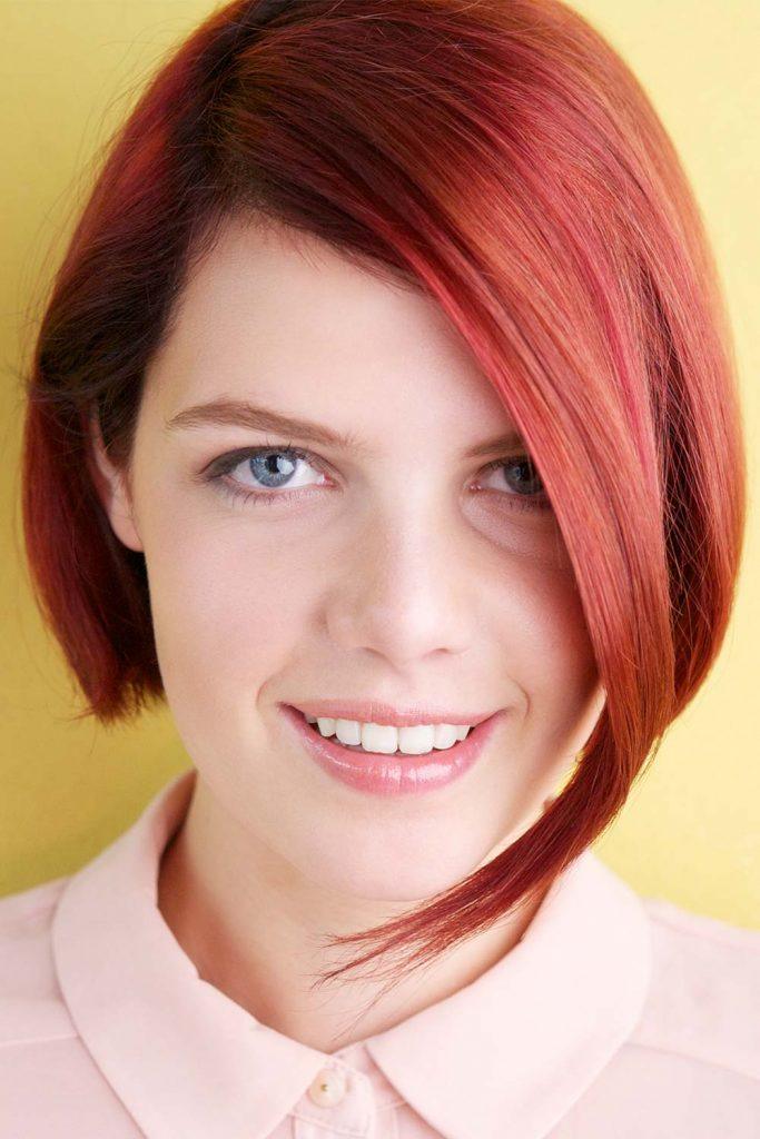 Red Asymmetrical Bob