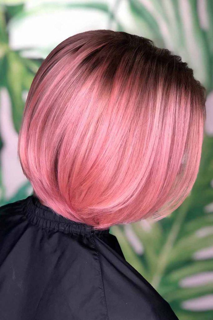 Rose Gold Layered Bob #rosegoldhair #bobhaircut