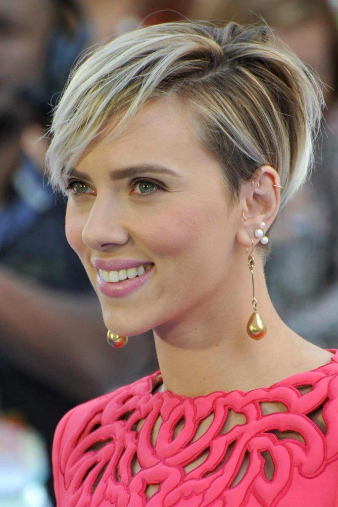 Scarlett Johansson with Blonde Pixie Cut