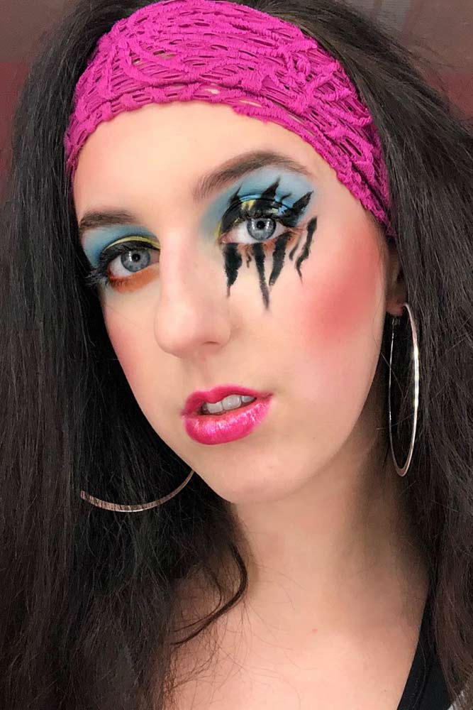 80s Makeup Inspiration #pinklips #blueeyeshadow