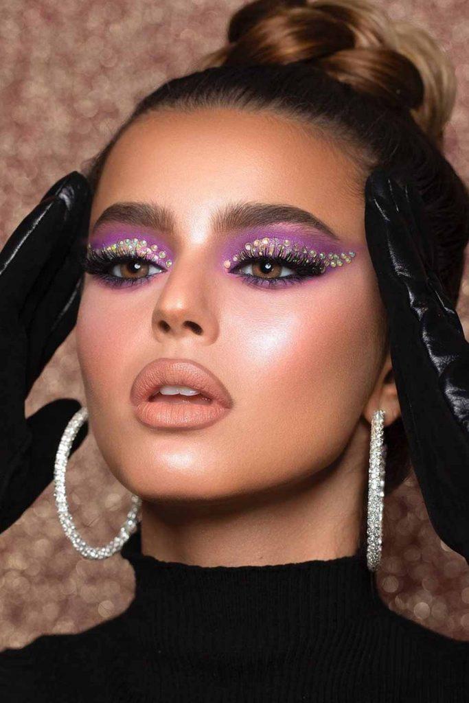 Purple Crystals Smokey With Nude Lips #lipspencil