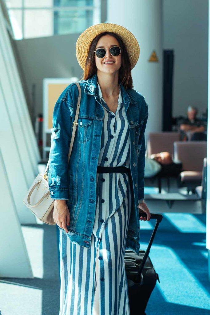 Denim with Long Dress Airplane Outfits
