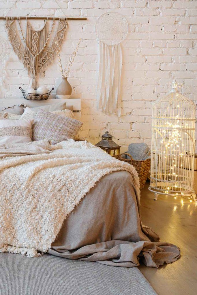 boho bedroom string lights