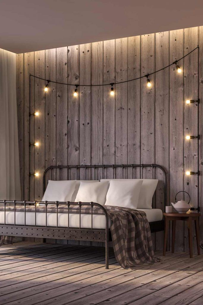 Wood Accent Room Decoration with String Lights