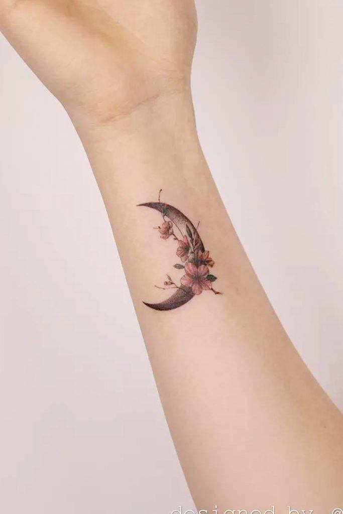 Side Wrist Moon Tattoo