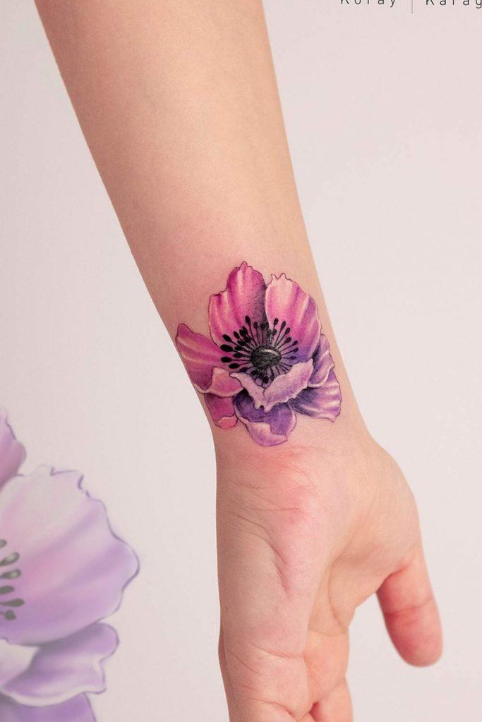 Watercolor Flower Wrist Tattoo