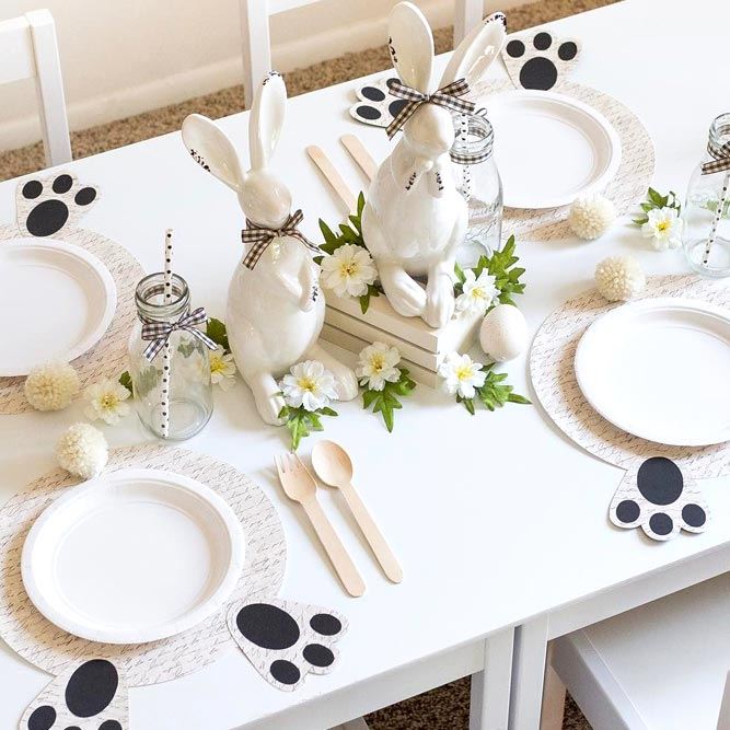 Easter Table Setting With Bunnies Companions