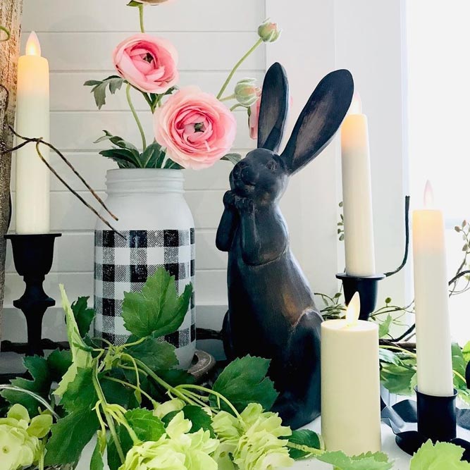 Black Bunny Figurine Table Decor #candlescenterpiece #bunnyfigurine