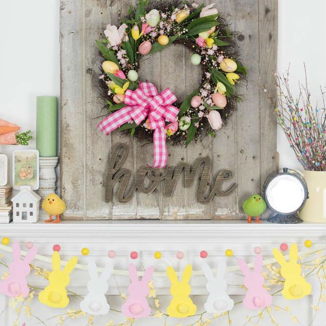 Colorful Easter Bunny Banner Design #springwreath #eggs