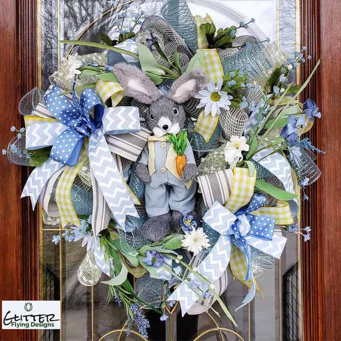 Easter Bunny Wreath With Ribbons #ribbons #rabbit
