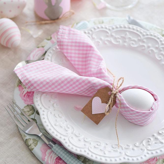 Easter Table Setting With Bunnies Companions