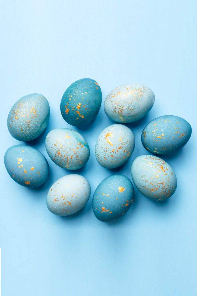 Blue Shades Easter Eggs with Gold Foil