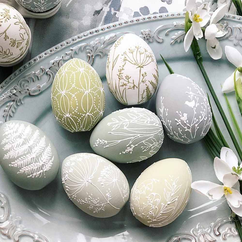 Pastel Eggs With Floral And Plants Art #pastel #plantart