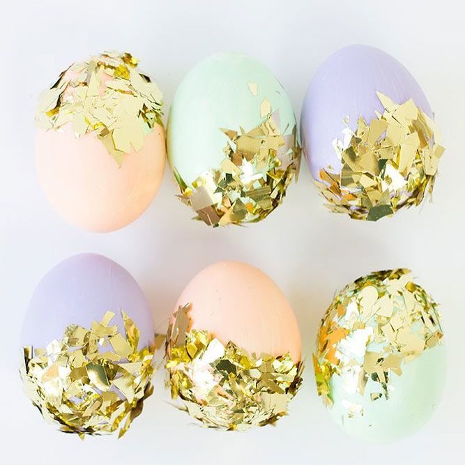 Easter Eggs Decorations With Gold Foil #goldfoil