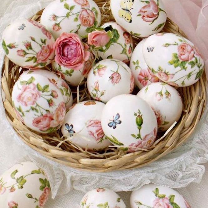 Easter Eggs With Roses Decor #roses