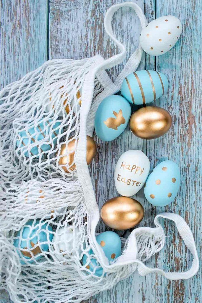 Gold And Blue Easter Eggs