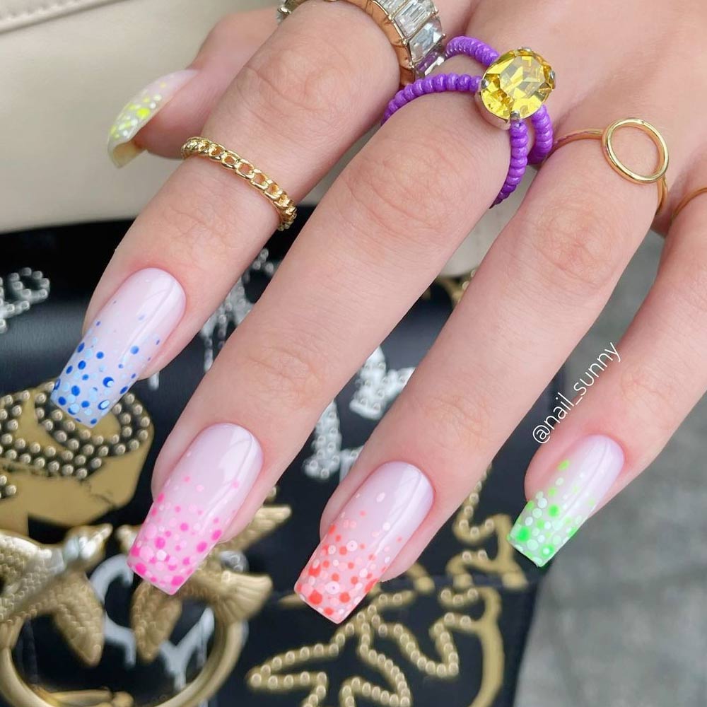 Easter Nails with Colorful Pastel Dots