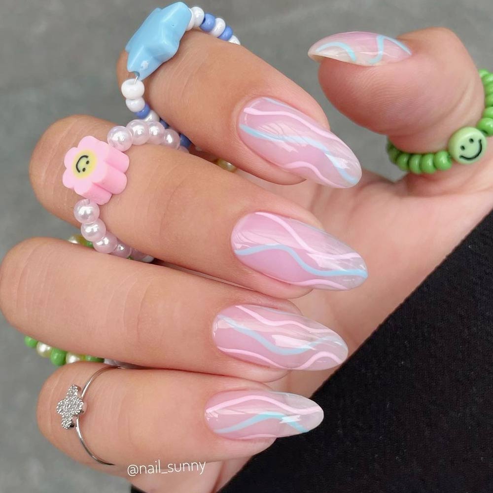 Nude Easter Nails with Pastel Art