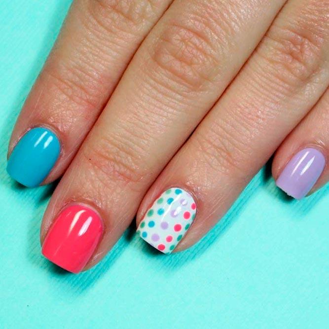 Colorful Polka dots #colorfulnails #polkadotsnails