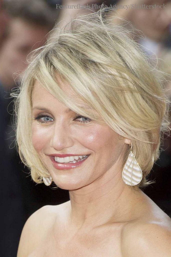 Bob desgrenhado em camadas curtas de Cameron Diaz