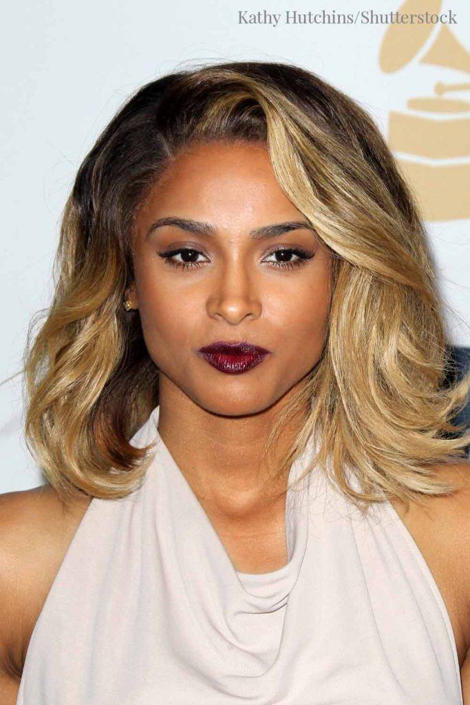 Ciara’s Layered Blonde Bob With Dark Roots