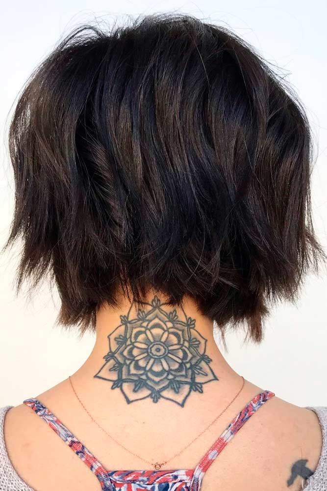 wavy bob hairstyle back view