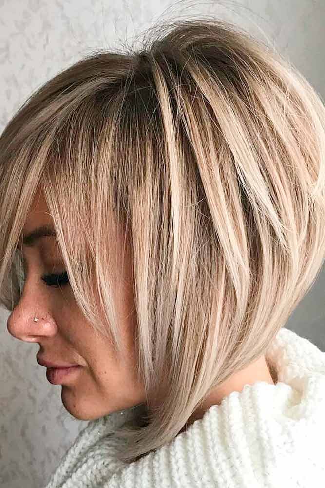 Inverted Bob Layered Blonde Bang New Stylish You 