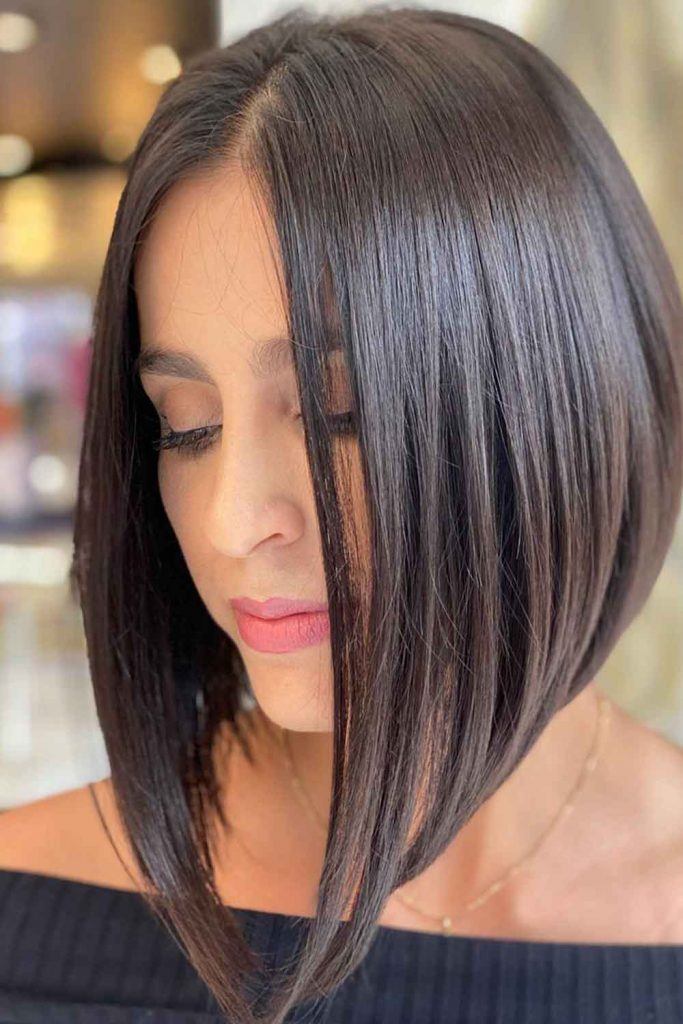 Reverse Bob Cut With Stacked Back #angledbob #brunettes