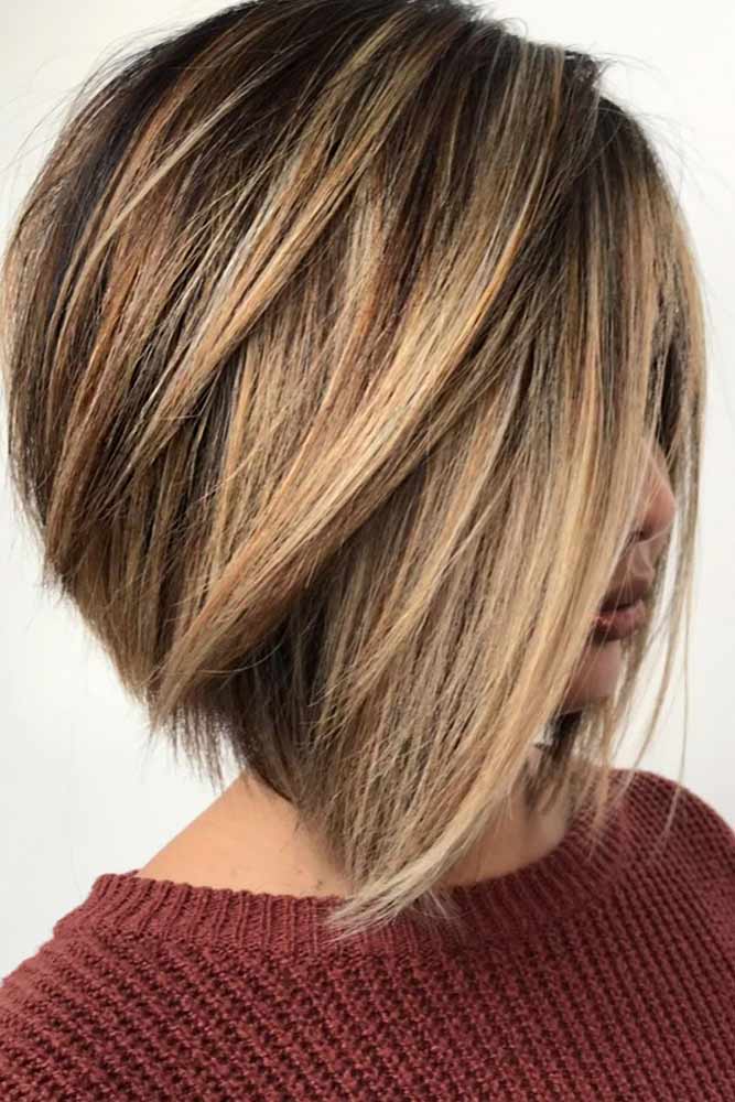 Gold Balayage Inverted Bob #goldhair #hairhighlights