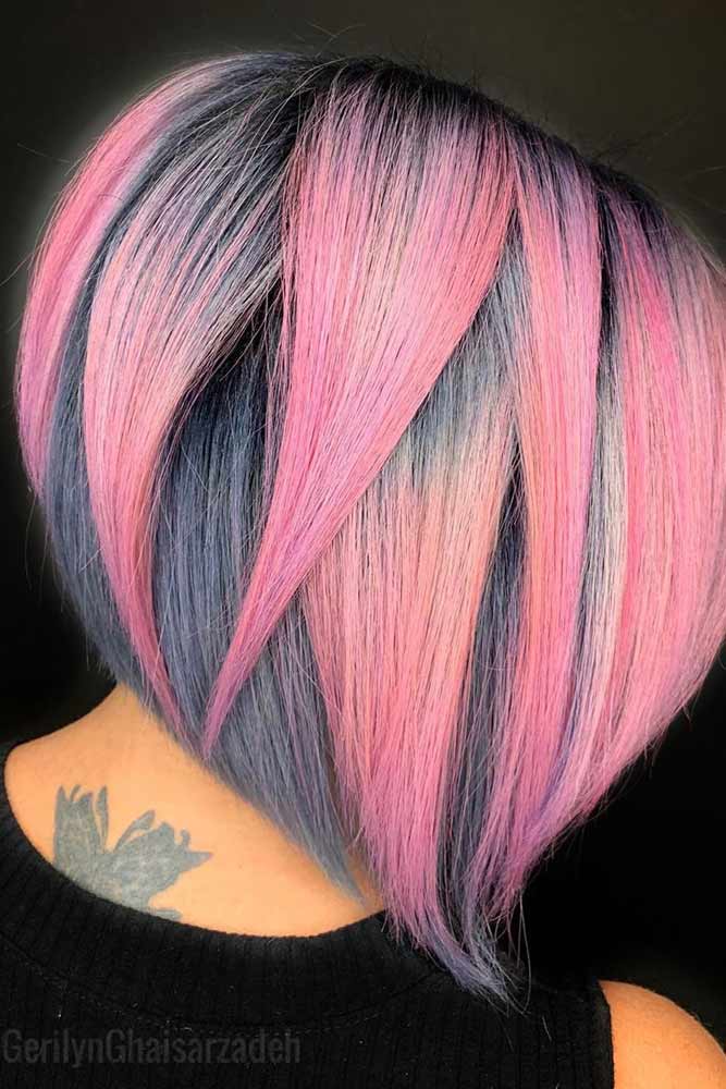 Colorful Sleek A-Line Lob #pinkhair #alinebob #bobhaircut