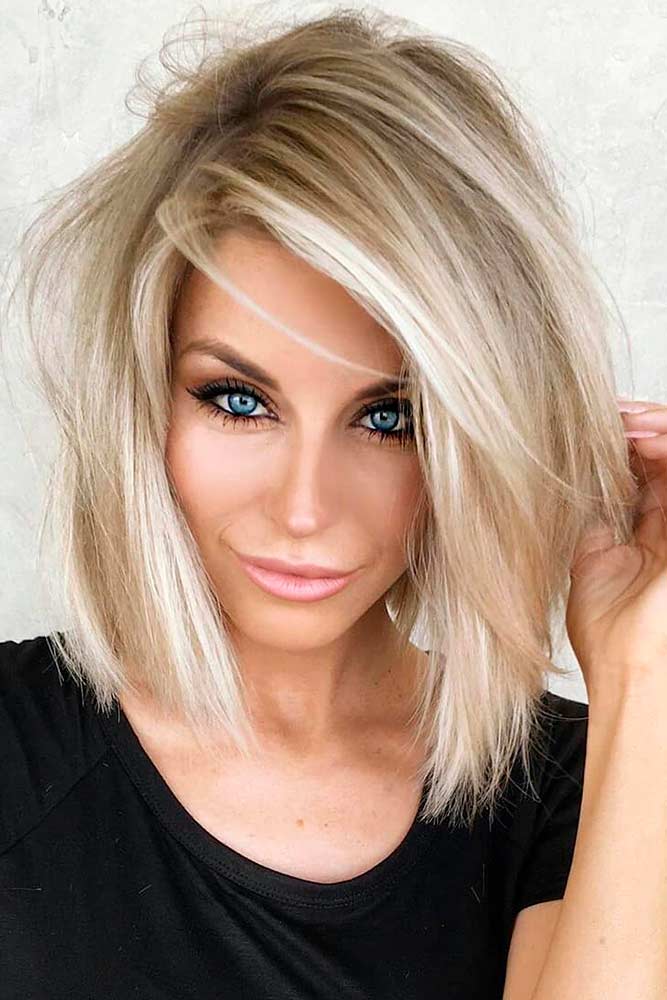 Medium Length Hairstyles Long Thick Hair Blonde Voluminous Highlights 2022 