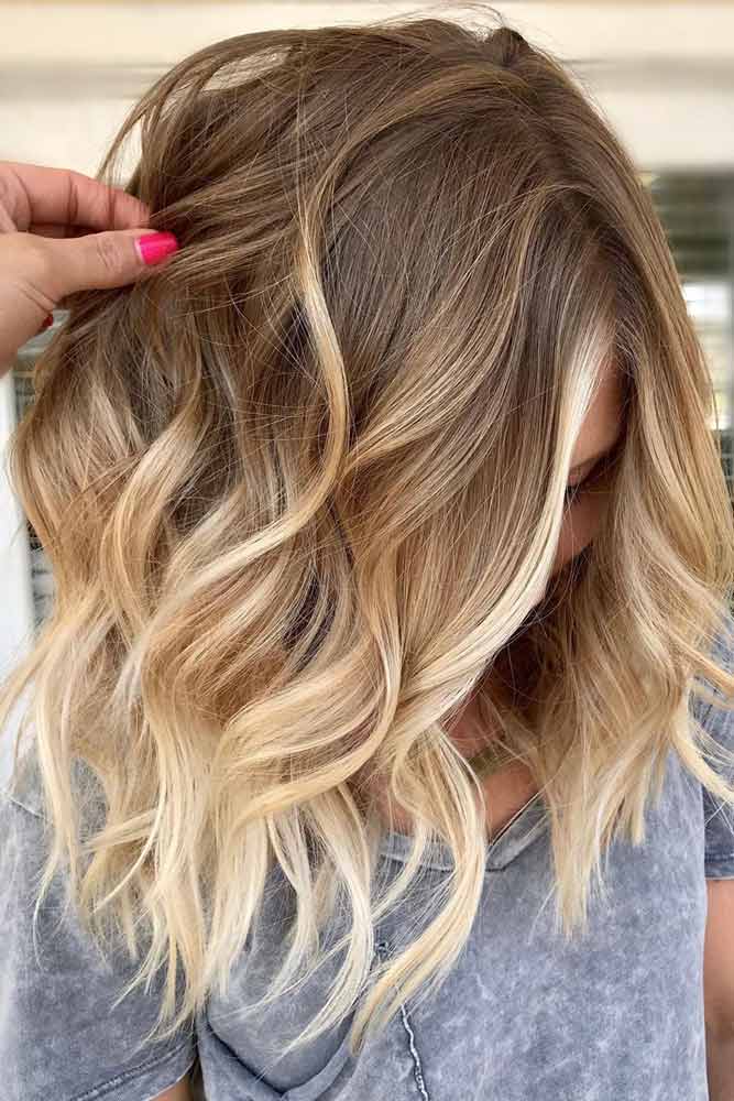 ombre hair brown to blonde medium length