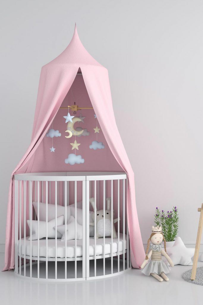 Nursery Idea with Canopy Bed for Girl