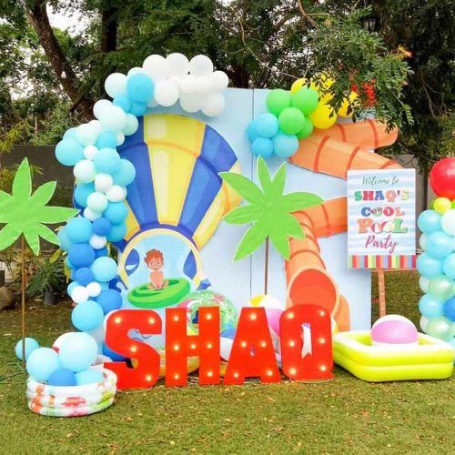 Pool Party Banner Decorations #tropicalbanner
