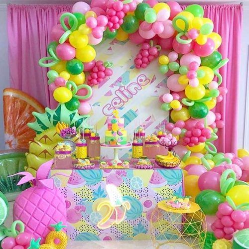 Tropical Pool Party Decorations #fruitsdecorations