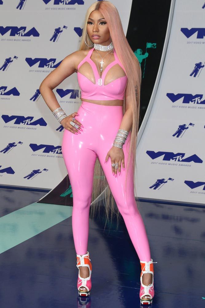 Latex Pink Top And High Waist Leggings #nickiminaj #latex