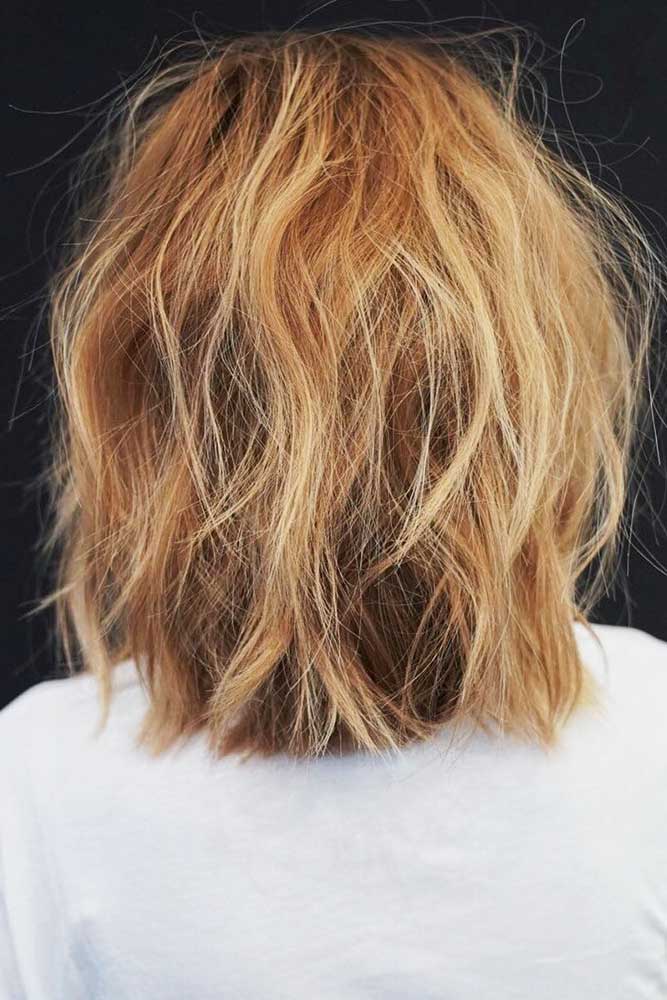 Messy Blonde Shoulder Length Bob Hairstyle